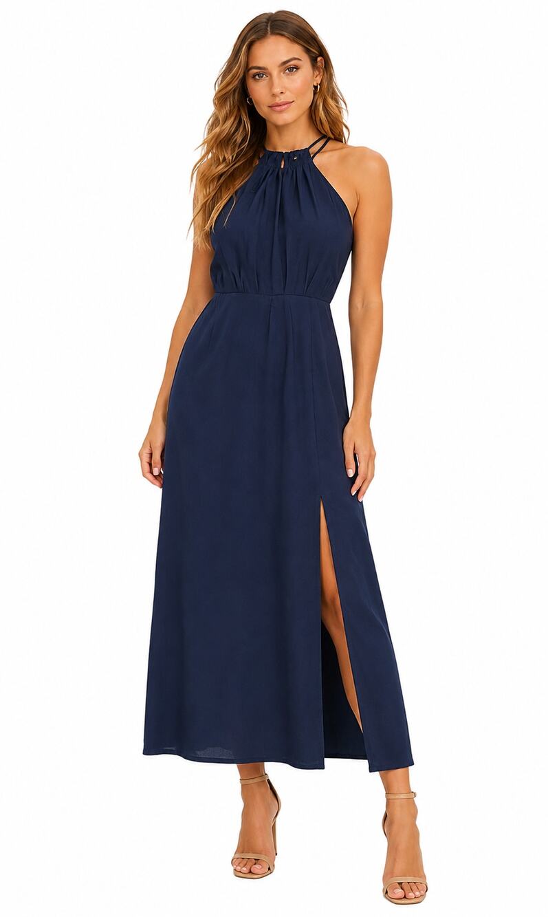 Lulus Navy Halter Neck Mermaid Maxi Dress Medium